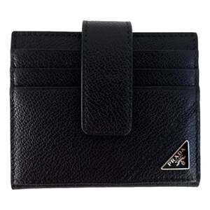 Prada Black Vitello Grain Leather Card Bifold
